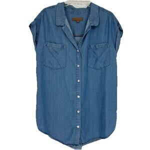Jachs Girlfriend Chambray Button Up Shirt Oversized Dolman Cuffed Sleeves Sz XS